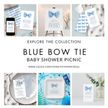 Blue Gingham Bow Tie Baby Shower