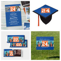 Orange and Blue School Colors Graduation Party