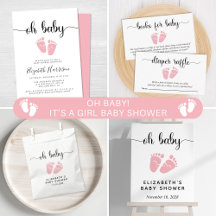 Oh Baby Pink Feet Baby Girl Shower 