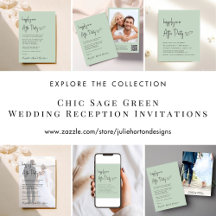Chic Sage Wedding Reception Invitations