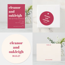 Bold Typography Magenta Red Ivory Modern Wedding