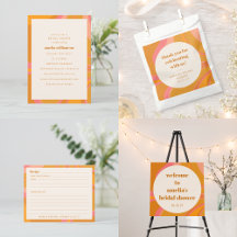 Boho Yellow Orange Pink Marble Bridal Shower 