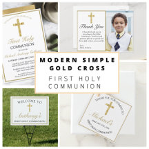 SIMPLE WHITE GOLD CROSS FIRST HOLY COMMUNION