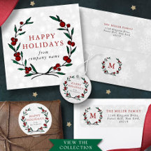 Festive Wreath Merry Christmas Happy Holidays