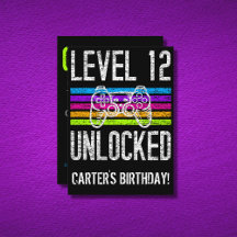 Level Unlocked Gamer Kids Birthday Invitations