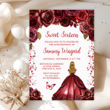 Burgundy Red Floral Confetti Princess