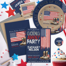 US Flag Combat Boots Going Away Farewell Party