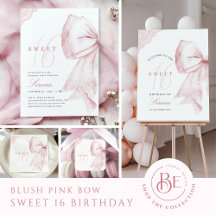 Blush Pink Bow Sweet 16 Birthday