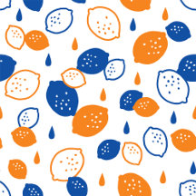 Blue and Orange Lemon Pattern Playful Fruit-Themed