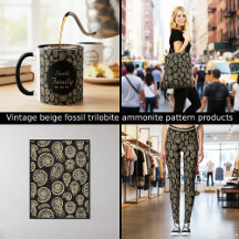 vintage beige fossil trilobite ammonite pattern