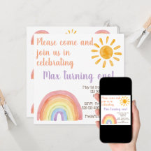 Boho Watercolor Rainbow Sun Design Party Items