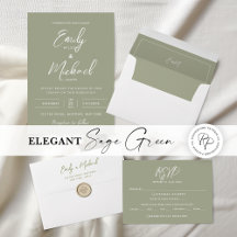 Sage Green Elegant Wedding Stationery Collection