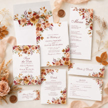 Burnt Orange & Peach Autumn Floral Wedding Suite