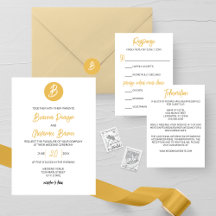 Solid Golden Monogram Wedding Collection