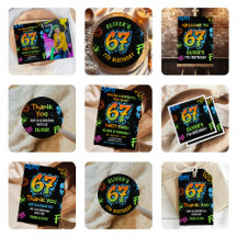 Neon Graffiti Six Seven Kids Birthday