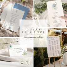 Dusty Blue Floral Minimalist Wedding Stationery