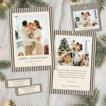 Modern Minimalist Brown Stripes Christmas