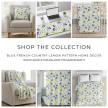 Blue French Country Lemon Pattern Home Decor