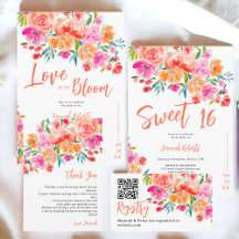 Boho orange love is in bloom floral bridal shower 