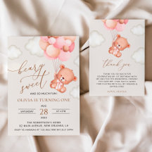 Baby Bear and Pink Balloons Birthday Collection