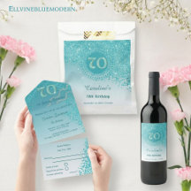 Beautiful Teal Blue Glitter   70th Birthday