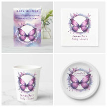 Baby Shower - Purple Glitter Butterfly