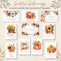 Grateful Gatherings: A 10-Card Thanksgiving Set