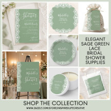Elegant Sage Green Lace Bridal Shower Collection