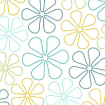 Abstract Flowers Teals Yellow Lime White