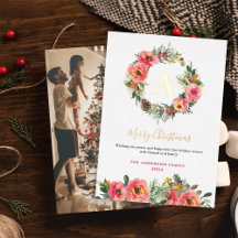 Monogram Pink Botanical Wreath Holiday Collection