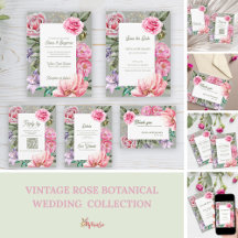 Vintage Rose Botanical Wedding Stationery