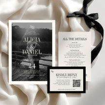 Modern old money ivory black wedding suite