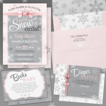 Snow Excited Snowflake PINK Girl Baby Shower