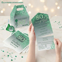 Refined Emerald Green & Gold   80th Birthday