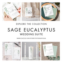Minimalist Eucalyptus Wedding Invitation Suite