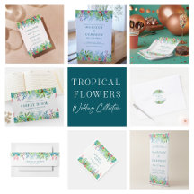 Colorful Watercolors Tropical Flowers Wedding 
