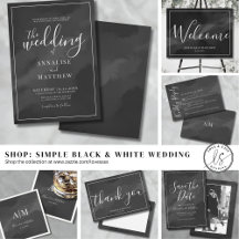 Simple Elegant Black And White Watercolor Wedding