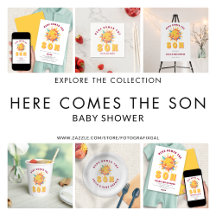 Retro Here Comes The Son Baby Shower