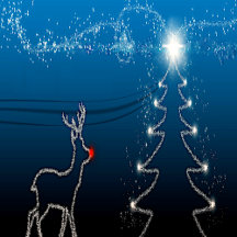 CHRISTMAS - TREE REINDEER BLUE SKY