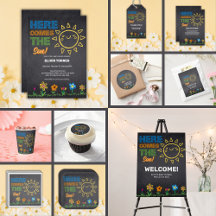 Chalkboard Here Comes The Son Baby Shower 