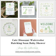 Cute Dinosaur Watercolor Hatching Soon Baby Shower