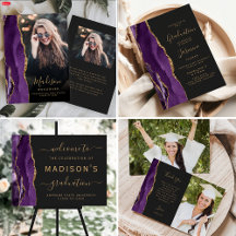 Chic Purple Gold Agate Dark Graduation Suite