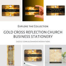 Gold Cross Reflection Church Business Stationery