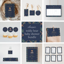 Teddy Bear Plaid Boy Baby Shower Collection