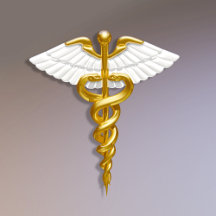 Medical Elegant Gold Caduceus White Wings