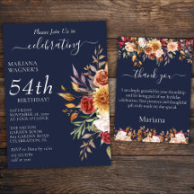 Fall Foliage Autumn Navy Blue Birthday Party
