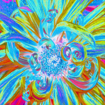 Festive Chartreuse and Blue Dahlia Flower Petals