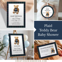 Plaid Teddy Bear Baby Shower