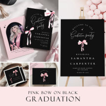 Pink Bow in black Graduation Party Collection