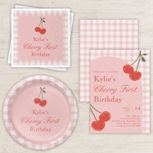 Girl's Pink Cherry First Birthday